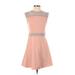 Zara Cocktail Dress - Mini Crew Neck Sleeveless: Pink Solid Dresses - Women's Size Small