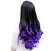 Ruanlalo Women Big Wave Long Curly Wavy Gradient Color Ombre Three-forth Full Hair Wig Purple