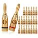 Banana Plugs - 24K Gold Plated Audio Jack Connector for Speaker Stereo Cable - 24-Pack (12 Red 12 Black)