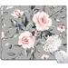 Mouse Pad Gray Pink Roses Floral Flower Leaves Mouse Pad Rectangle Custom Designs Waterproof Anti-Slip Rubber Mousepad Office Accessories Desk Decor Wireless Mouse Pads for Computers Laptop