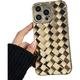 For iPhone Case Cute 3D Weave Plated Design Soft TPU Silicone Camera Screen Protect Bumper for Women Girls Slim Reinforced Shockproof (Shiny Gold iPhone 11)