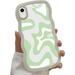 for iPhone XR Case for Women Girls Cute Curly Wave Frame Shape Design Cute Art Wavy Painted for Women Girls Soft TPU Shock-Absorbing and Fall-Resistant for iPhone XR 6.1 -Green