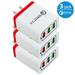 3-Pack USB Wall Charger 30W 3-Ports with Quick Charge 3.0 Wall Charger Adapter Fast Charging for Samsung Galaxy S23/S22/S21/S20/S10/S9/S8 Ultra iPhone 14/13/12/11 Pro Mini X/Xs White/Red