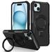 for iPhone 15 Plus Hybrid Case with Magnetic Ring Multi-Angle Stand for Women Men [Excellent Grip Feeling] Drop Protective Case Cover for iPhone 15 Plus 6.7 inch - Black