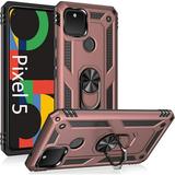 Phone Case for Google 5 Google Pixel 5 Case Military Grade Protective Google Pixel 5 Cases Cover with Ring Car Mount Kickstand for Google Pixel 5 5G - Rose Gold