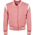 Urban Classics Varsity Jacket - Girls Inset College Sweat Jacket - 122/128 to 146/152 - for Girls - pink-white