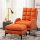 Livingandhome Modern Leisure Arm Chair with Footstool Metal Legs Orange