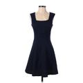 BCBG Cocktail Dress - A-Line Square Sleeveless: Blue Print Dresses - Women's Size 2