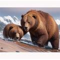 TWYYDP Wooden Puzzle 1500 Pieces Adult,Brown Bear and Bear Cub Animals Puzzle,Wall Decor for Living Room and Bedroom Wooden Puzzle