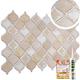 Modern Tile Effect 3D Wall Panel with Glitter - Set of 10 Panels - 4.64 sqm | 49.94 Sqf - Kitchen and Bathroom PVC Wall Cladding Panel Sheets - Oriental Arabesque Arabic Tiles in Cream Gold