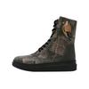 Schnürboots DOGO "Future High Top Boots Explore Damen Stiefeletten", Damen, Gr. 37, Normalschaft, bunt (braun, gelb), Lederimitat, Schuhe, Handgefertigt