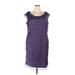 London Times Casual Dress - Shift Cowl Neck Sleeveless: Purple Solid Dresses - Women's Size 18