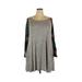 Egy California Casual Dress - Mini Boatneck Long sleeves: Gray Color Block Dresses - Women's Size 3X