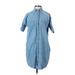 Madewell Casual Dress - Mini Collared Short sleeves: Blue Solid Dresses - Women's Size X-Small