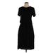 Casual Dress - Midi Off The Shoulder Short sleeves: Black Print Dresses - Women's Size Large