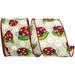 The Holiday Aisle® Natural/Red Lady Bugs & Daisies Wired Edge Ribbon, Polyester in Brown/Red | 2.5 H x 5 W x 5 D in | Wayfair