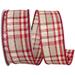 The Holiday Aisle® Natural/Red Taupe Twill Holiday Plaid Value Wired Edge Ribbon, Polyester in Brown/Red | 1.5 H x 6 W x 6 D in | Wayfair