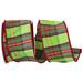 The Holiday Aisle® Lime Plaid Citrus Taffeta Sheen Wired Edge Ribbon, Polyester in Green | 2.5 H x 6 W x 6 D in | Wayfair
