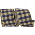 The Holiday Aisle® 2-1/2"x10yd Navy/Gold Check Metallic Bar Elegance Wired Edge Ribbon in Blue/Yellow | 2.5 H x 4 W x 4 D in | Wayfair