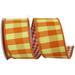 The Holiday Aisle® Dupioni Tierra Check Gingham Backed Deluxe Wired Edge Ribbon, Polyester in Orange/Green | 2.5 H x 6 W x 6 D in | Wayfair