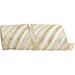 The Holiday Aisle® Ivory/Gold Striped Diagonal Glitter Holiday Wired Edge Ribbon, Polyester in White/Yellow | 4 H x 6 W x 6 D in | Wayfair