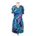 Walter Casual Dress - Wrap: Blue Acid Wash Print Dresses - Women's Size Medium