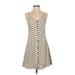 SM Wardrobe Casual Dress - A-Line V Neck Sleeveless: Ivory Color Block Dresses - Women's Size Small