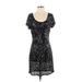 Zoe D. Casual Dress - Mini Scoop Neck Short sleeves: Black Solid Dresses - New - Women's Size Medium