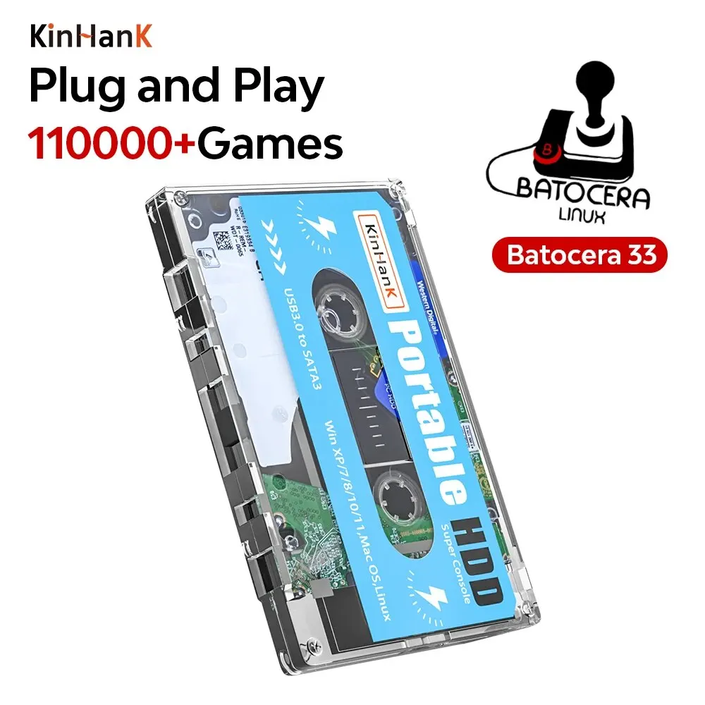 Kinhank super konsole 500g gaming hdd 100000 videospiele 70 emulatoren für dc/mame/ss/naomi/ps2/ps1 plug and play batocera os