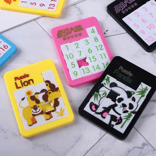 6 Stück Zufallszahl Puzzle Kunststoff bewegen gleitende frühe Bildung Tier Kinder Puzzle Spielzeug