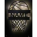 Basketball, Lampe, Wandbild, Name, Sport Deko, Holz, Ball Interieur, Geschenk, Männer, Jungs, Teen, Verein, Beleuchtet, LED, personalisiert