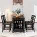 Dining Table Set for 4, Counter Height 5-Piece Dining Set with Faux Marble Tabletop, Wood Table Set w/ Storage Cabinet & Drawer