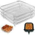 Square Three Layers Stacking Stainless Steel Air Fryer Racks - Grilling Rack