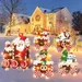5pcs Merry Christmas Plastic Garden Stake Santa Claus Yard Stake For Christmas Decorations Christmas Ornaments With 196.85inch String Light Home Decor Christmas Holiday Yard Decoration Outdoor