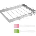 Gpoty BBQ Skewer Rack Set BBQ Skewer Shish Kabob Set with 6 Skewers and 2 Brushes Heat-Resistant Rotating Meat Grill Rack Reusable Metal Skewers Accessories Dishwasher Safe Grill Rack Set