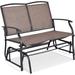 Patio Glider Stable with Steel Frame for Outdoor Backyard Beside Pool Lawn Swing Loveseat Patio Swing Rocker Lounge Glider Chair Brown