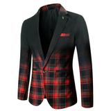 Men s 1 Button Plaid Dress Blazers Slim Fit Casual Long Sleeve Notched Lapel Suits Jacket Business Formal Coat Fahsion Casual Regular Fit Jackets for Wedding Party