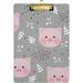 Hyjoy Cute Pig Clipboard Acrylic Standard A4 Letter Size Clip Board with Low Profile Clip for Office Classroom Doctor Nurse and Teacher