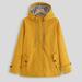 knqrhpse Fleece Jacket Women Solid Hooded Raincoat Striped Rain Suit Outdoor Plus Size Coat Windproof Jacket Womens Winter Coats Womens Fall Tops Yellow M