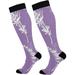 bestwell Lavender Compression Socks Women Men Long Stocking (20-30mmHg) Travel Knee High Stockings for Athletic Sports Running Cycling Nursing (21-22) (20-30mmHg)