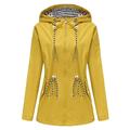 snowsong Womens Jacket Fall Outfits Ladies Solid Hooded Slim Pocket Hooded Striped Raincoat Windbreaker Coat Womens Coats Yellow L