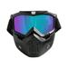 Motorcycle Face Mask Winter Snow Goggles Ski Snowboard Snowmobile Face Mask Sun Glasses Eyewear (Matte Black Frame and Colorful Eyeglass)