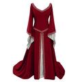 Floleo Womens Cosplay Dress Costume Long Sleeve Long Maxi Dress Cosplay Retro Dress Plus Size On Clearance