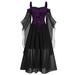 Floleo Vintage Dresses For Women Plus Size Cold Shoulder Sleeve Lace Up Party Dresses For Women Elegant Dress