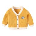 Eashery Boys Winter Puffer Jacket Knit Sleeve Denim Jacket Fall Winter Pullover Tops Jackets for Kids (Yellow 18-24 Months)