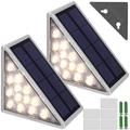 Gpoty 2Pcs Solar Deck Lights Outdoor Triangle Solar Step Lights Waterproof Solar Outdoor Lights Auto On/Off Outdoor LED Solar Fence Lights DÃ©cor Fashion Path Light for Stairs Wall Fence