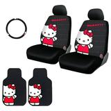 Yupbizauto New 6PC Plasticolor Hello Kitty Core Auto Fabric Car Truck SUV Accessories Interior Combo Kit Bundle Gift Set