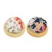 NUOLUX 2 Pcs Japanese Style Wooden Base Pin Cushion Lovely Cherry Blossom Printing Needle Cushion DIY Handcraft Sewing Tool Supplies(Random Style)