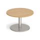 Carducci Circular Reception Coffee Table, 80dia (cm), Brushed Steel Frame, Oak