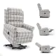 Recliner Armchair, Electric Upholstered Rise + Recliner Armchair Check Fabric Padded Seat For Living Room Max Load 250 Lbs - Gray